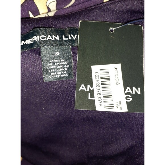 NEW AMERICAN LIVING Sz 10 Sheath Dress Purple Beige Floral Long Sleeve Stretch - Picture 5 of 5